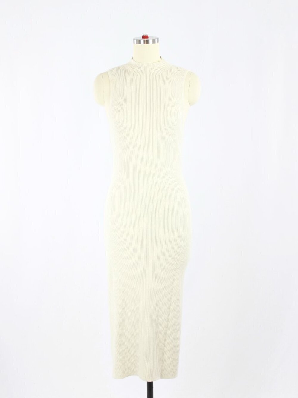 Aritzia BABATON Compose Ivory Ribbed Mock Neck Midi Sweater Dress, Size L